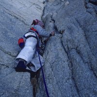 Climbing Harding rt., Keeler Needle, CA