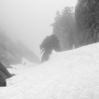 Skiing The Choke, Mt. Pilchuck 6.4.17 BW