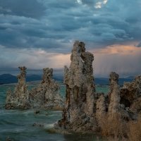 Sunset Rain And Tufa Towers