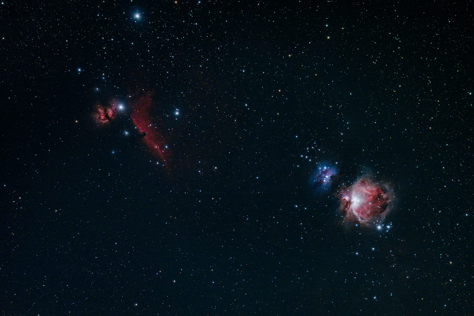 Orion, RunningMan, Horsehead, Flame Nebulas