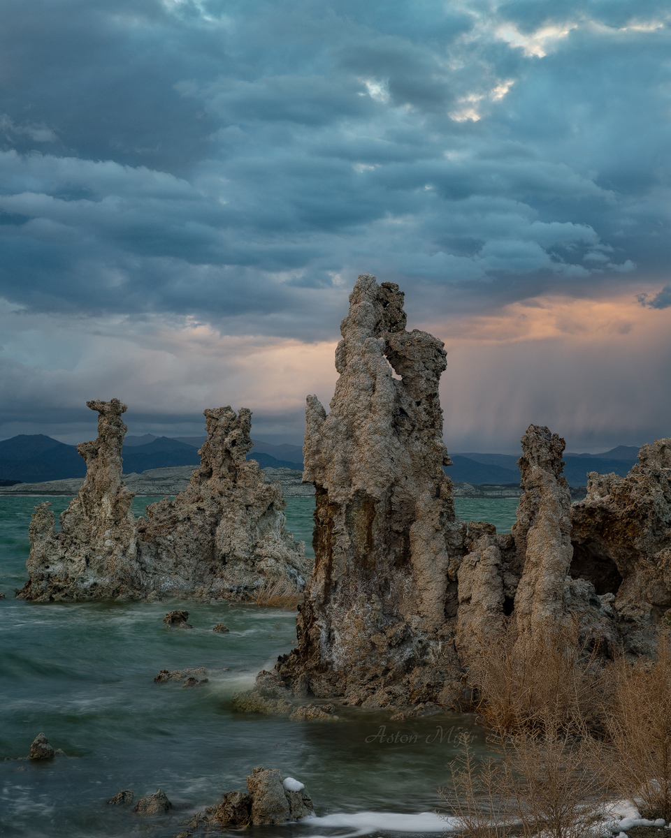 Sunset Rain And Tufa Towers
